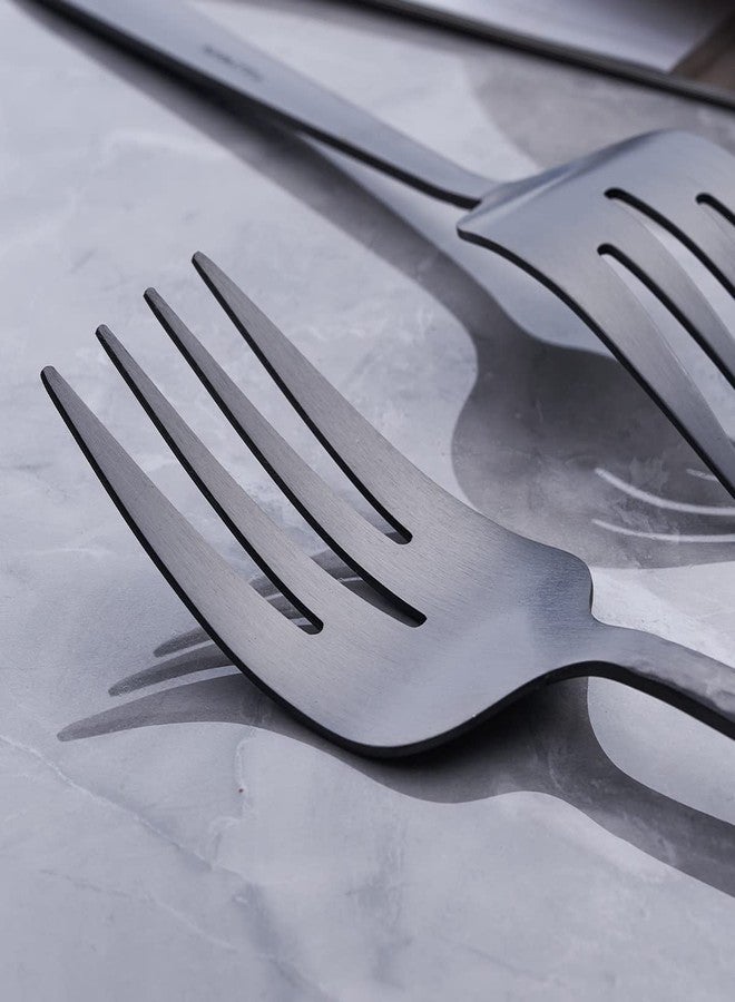 FULLYWARE Matte Black Serving Fork, 9.5-inch Stainless Steel Large Serving Fork, Heavy Duty, Satin Finish, Set of 3 - Image 4