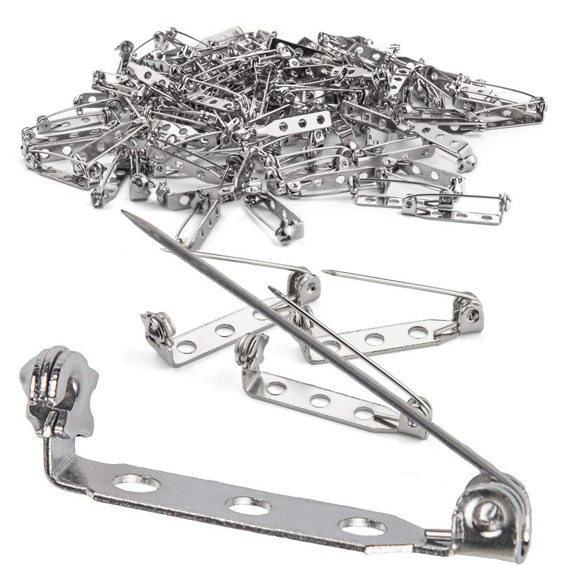 200 Pcs Silver Tone Brooch Pin Backs Clasp 1 Inch Bar Pins Findings 3 Holes Safety Pins for Badge Insignia Citation Bars Making Corsage Name Tags Toy Pins and Jewelry Making by STARVAST