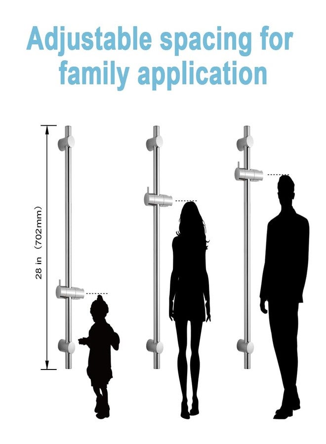 OFFO Shower Slide Bar 28 in Adjustable Installation Distance 19-27 in with 360° Adjustable Handheld Shower Head Holder for Bathroom, Screw Wall Mounted, Chrome Finish - Image 3