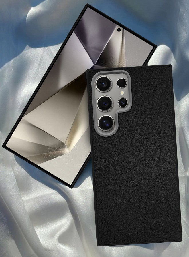 CATANES (for Samsung Galaxy S24 Ultra) 3 Pack Case Cover and 2 Screen Protectors Leather Case with Lens Frame Shockproof Full Body Protective Cover Black - Image 2