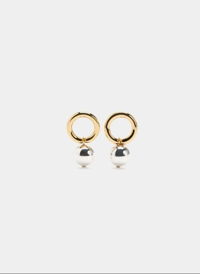 بارفوا أقراط حلقية بكرات ثنائية اللون