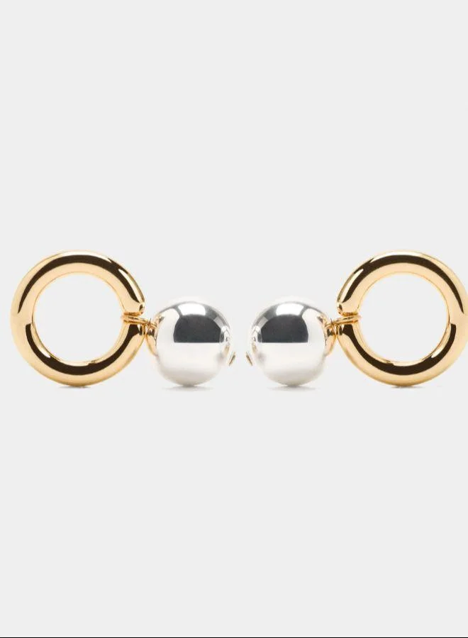 بارفوا أقراط حلقية بكرات ثنائية اللون