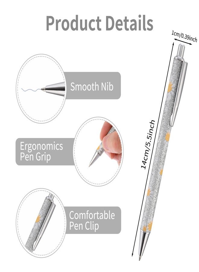 cobee Bling Pens, 6 Pack 1.0 mm Click Retractable Ballpoint Pens - Glitter, Black Ink Medium Point - Daisy Print Gift Pens Comfortable for Journaling and Writing Students - Image 4