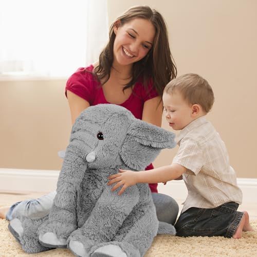 OurHonor Weighted Elephant Stuffed Animals  5Lb Weighted Plush Giant 16in Elephant Throw Pillow Plushie for Boys  and Girls Christmas (Grey) - Image 5