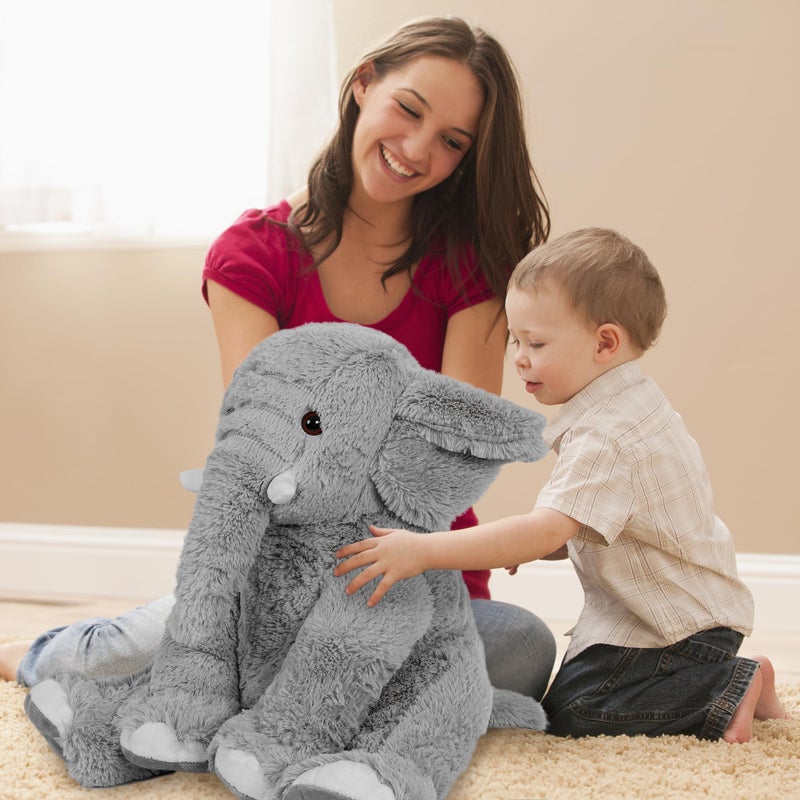 OurHonor Weighted Elephant Stuffed Animals  5Lb Weighted Plush Giant 16in Elephant Throw Pillow Plushie for Boys  and Girls Christmas (Grey) - Image 2