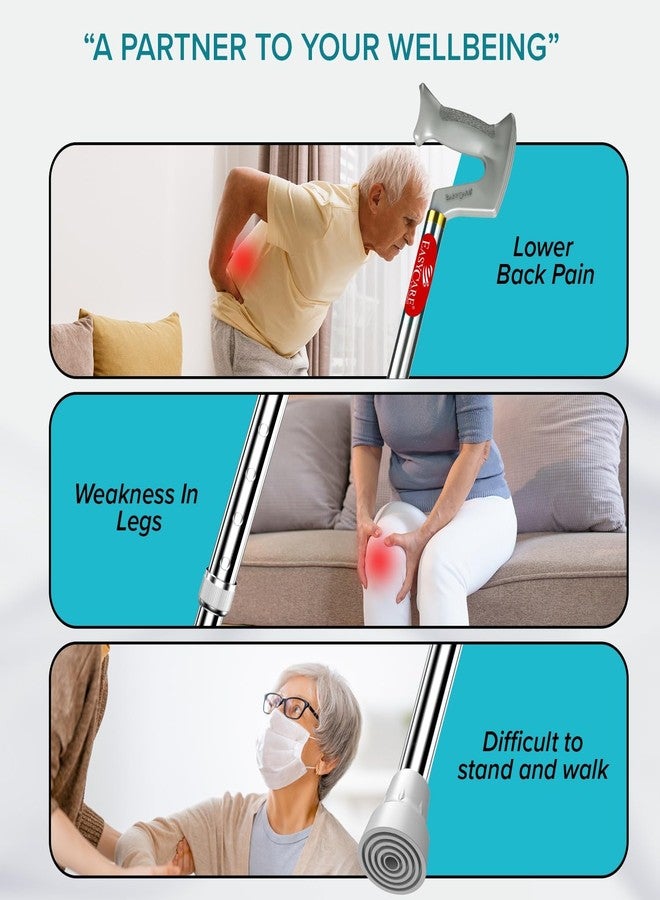 EASYCARE® Premium Walking Stick | Lightweight Aluminium with 10 Height Levels Adjustable | Ergonomic Handle, Anti-Slip Base | Support for Old Age Seniors, Men, Women & Patients (Single Leg) - Image 5