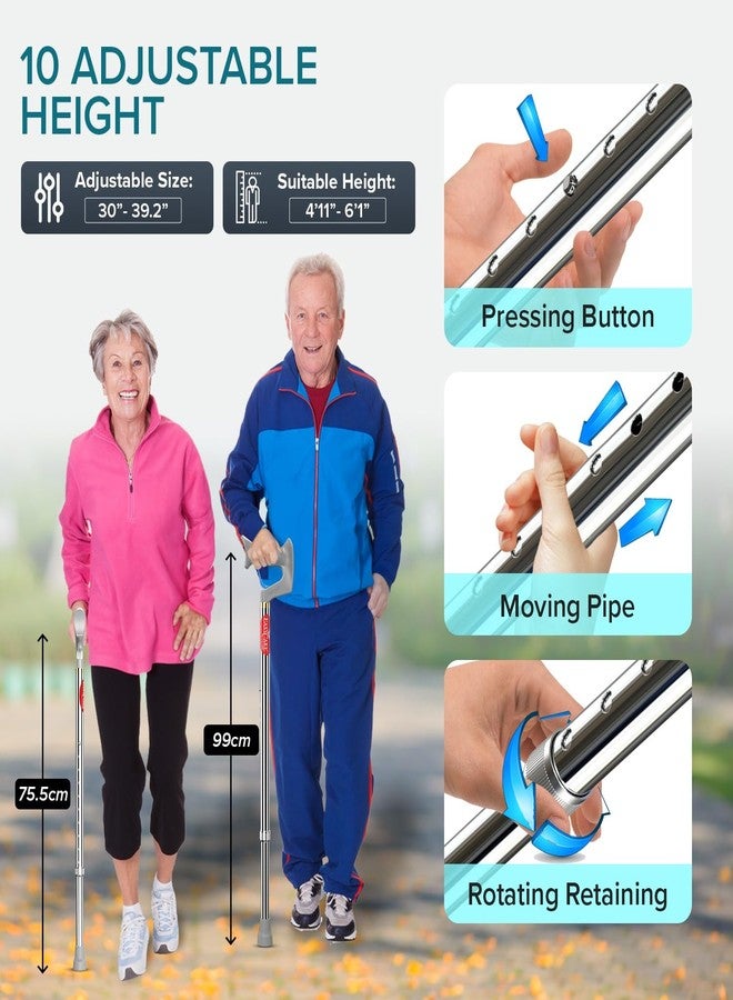 EASYCARE® Premium Walking Stick | Lightweight Aluminium with 10 Height Levels Adjustable | Ergonomic Handle, Anti-Slip Base | Support for Old Age Seniors, Men, Women & Patients (Single Leg) - Image 4
