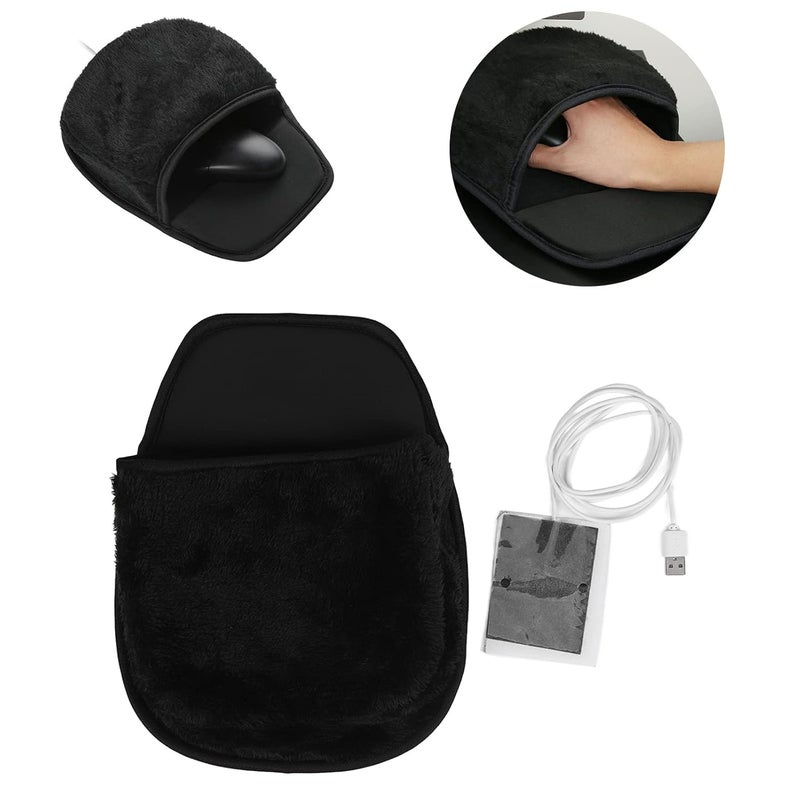 comfrt Usb Heated Mouse Pad Heated Mouse Heated Mouse To Warm Your Hands Hand Warmer Heating Mouse Pads [Black] - Image 5