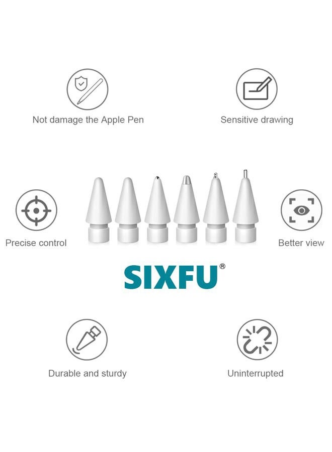 SIXFU Nib Tips for Apple Pencil Tips, Apple Pencil Pro Tips Set, Professional Sturdy Apple Pen Tips Replacement with Blue Case Accessories Compatible with iPad Pencil 2/1 USB C Tips(6 PCS) - Image 4