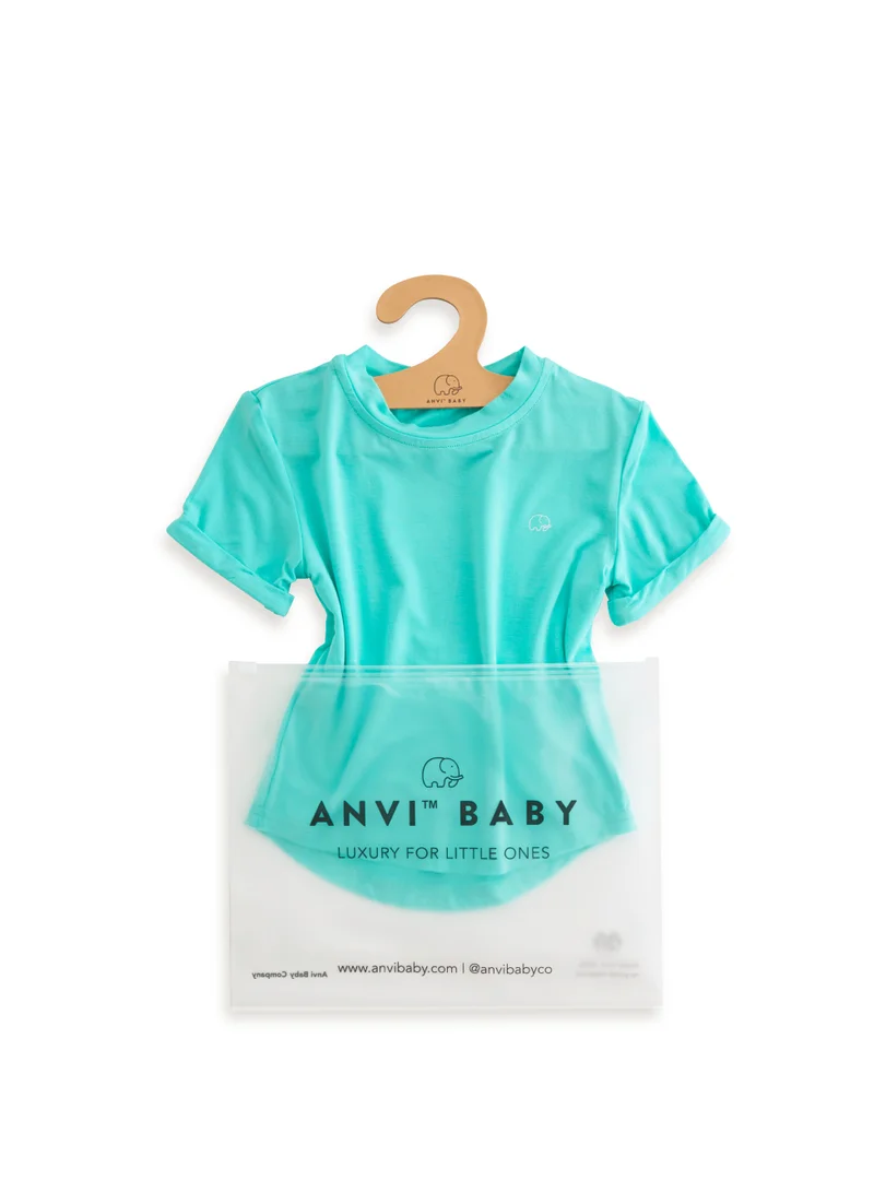 Anvi Baby Bamboo Spandex T-Shirt- Aqua Blue