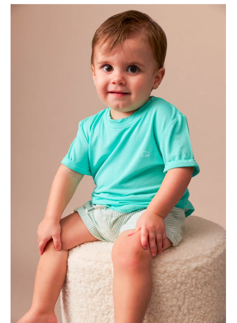 Anvi Baby Bamboo Spandex T-Shirt- Aqua Blue