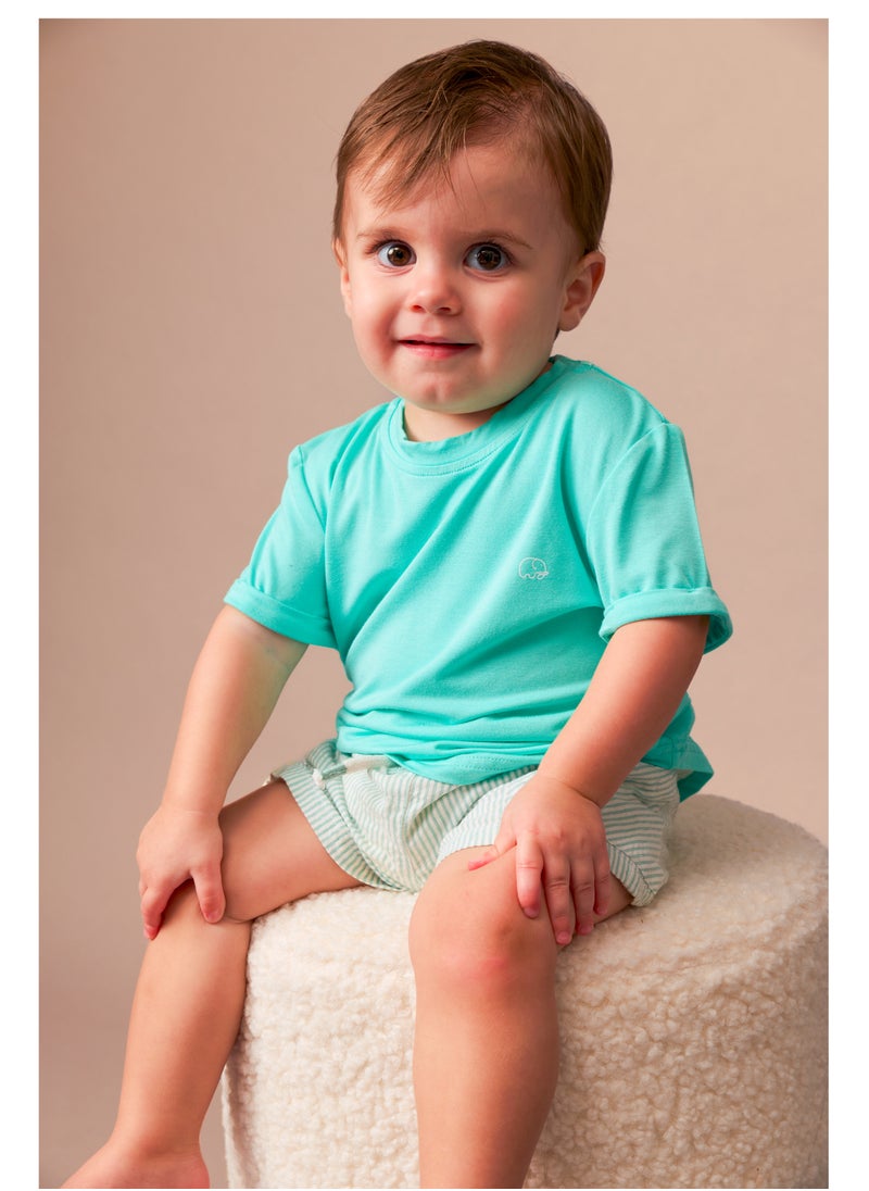 Anvi Baby Bamboo Spandex T-Shirt- Aqua Blue  - Image 5