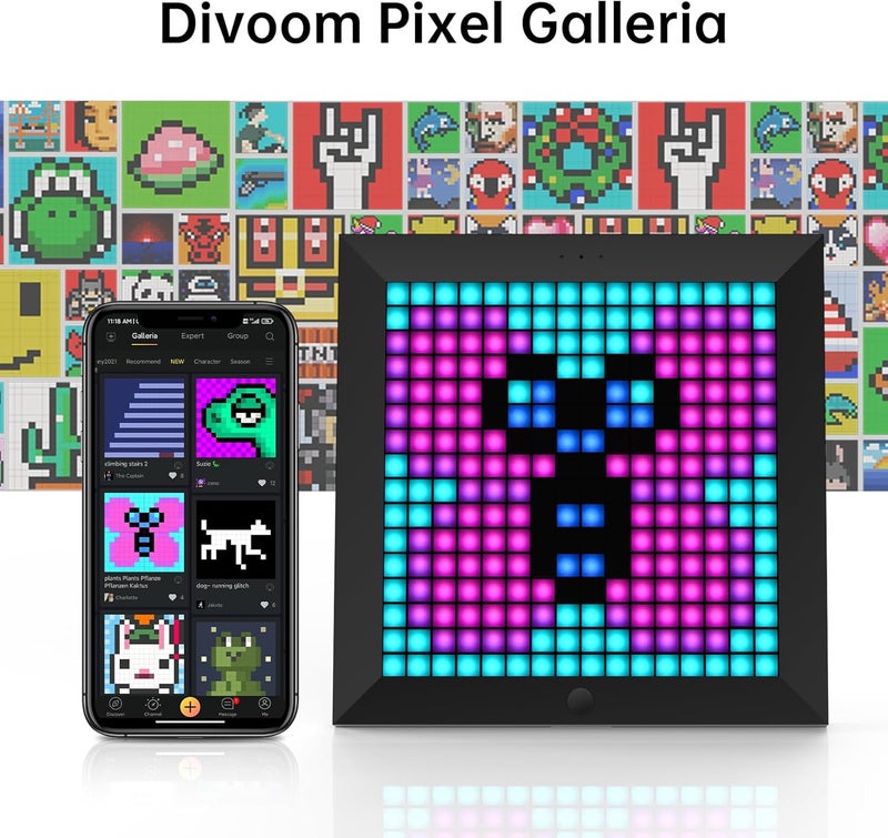 Divoom Pixoo - Pixel Art Digital Picture Frame with 16x16 LED Display APP Control - Cool Animation Frame Wall/Desk Mount for Gaming Room & Bedside Table -Black - Image 3
