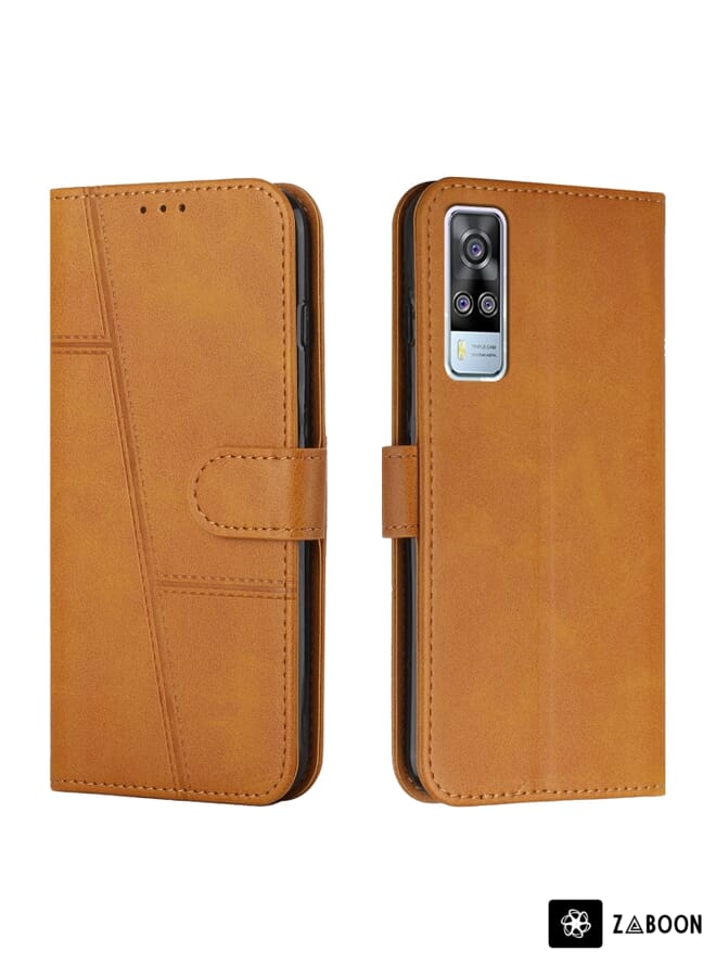 Zaboon vivo Y51 2020/Y51 2020 December/Y31 2020/Y51a Stitching Calf Texture Buckle Leather - Image 1