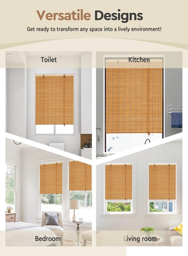 FoundGo 30" W*48" H Bamboo Roller Blinds, Retro Light Filtering Bamboo Curtains for Windows, Doorways - Image 4
