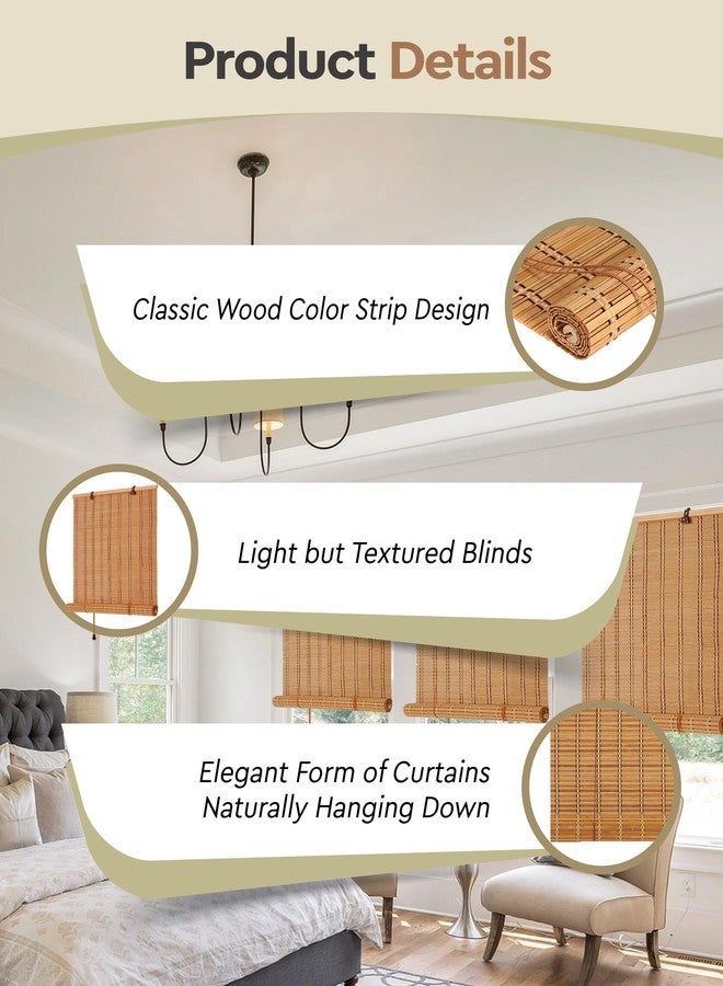 FoundGo 30" W*48" H Bamboo Roller Blinds, Retro Light Filtering Bamboo Curtains for Windows, Doorways - Image 2