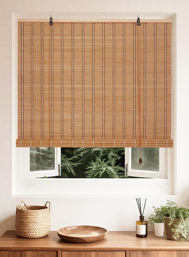 FoundGo 30" W*48" H Bamboo Roller Blinds, Retro Light Filtering Bamboo Curtains for Windows, Doorways - Image 1