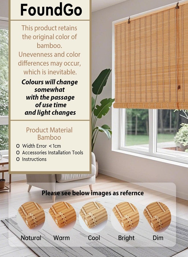 FoundGo 30" W*48" H Bamboo Roller Blinds, Retro Light Filtering Bamboo Curtains for Windows, Doorways - Image 3