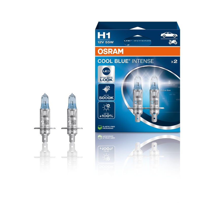 OSRAM COOL BLUE INTENSE H1, +100% more brightness, up to 5,000K, halogen headlight lamp, LED look, duo box (2 lamps) 64150CBN-HCB - Image 3
