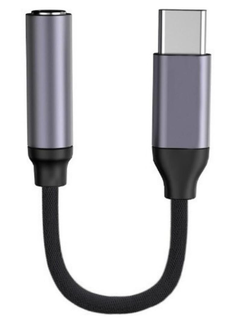 USB-C to 3.5mm Adapter Full Compatibility DAC Audio Adapter USB C to Aux Headphone Jack Adapter Dongle Audio Cable Braided Compatible with iPad Pro 2020/2018, Samsung S21+ Space Gray - Image 1