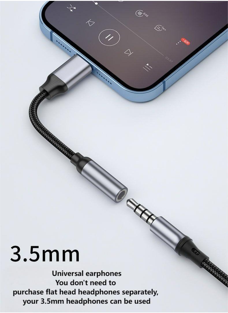 Generic - USB-C to 3.5mm Adapter Full Compatibility DAC Audio Adapter USB C to Aux Headphone Jack Adapter Dongle Audio Cable Braided Compatible with iPad Pro 2020/2018, Samsung S21+ Space Gray - Image 1