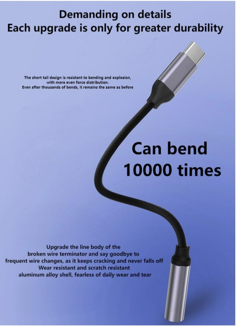 Generic - USB-C to 3.5mm Adapter Full Compatibility DAC Audio Adapter USB C to Aux Headphone Jack Adapter Dongle Audio Cable Braided Compatible with iPad Pro 2020/2018, Samsung S21+ Space Gray - Image 1