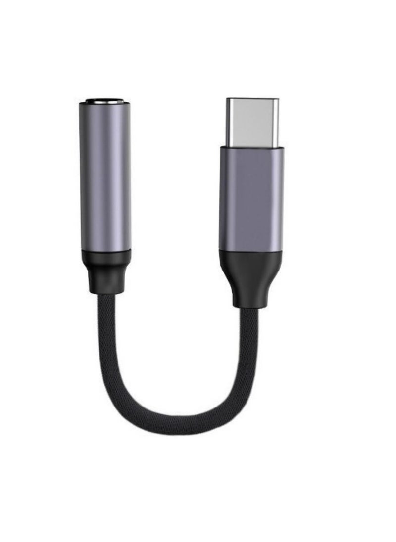 Generic - USB-C to 3.5mm Adapter Full Compatibility DAC Audio Adapter USB C to Aux Headphone Jack Adapter Dongle Audio Cable Braided Compatible with iPad Pro 2020/2018, Samsung S21+ Space Gray - Image 1