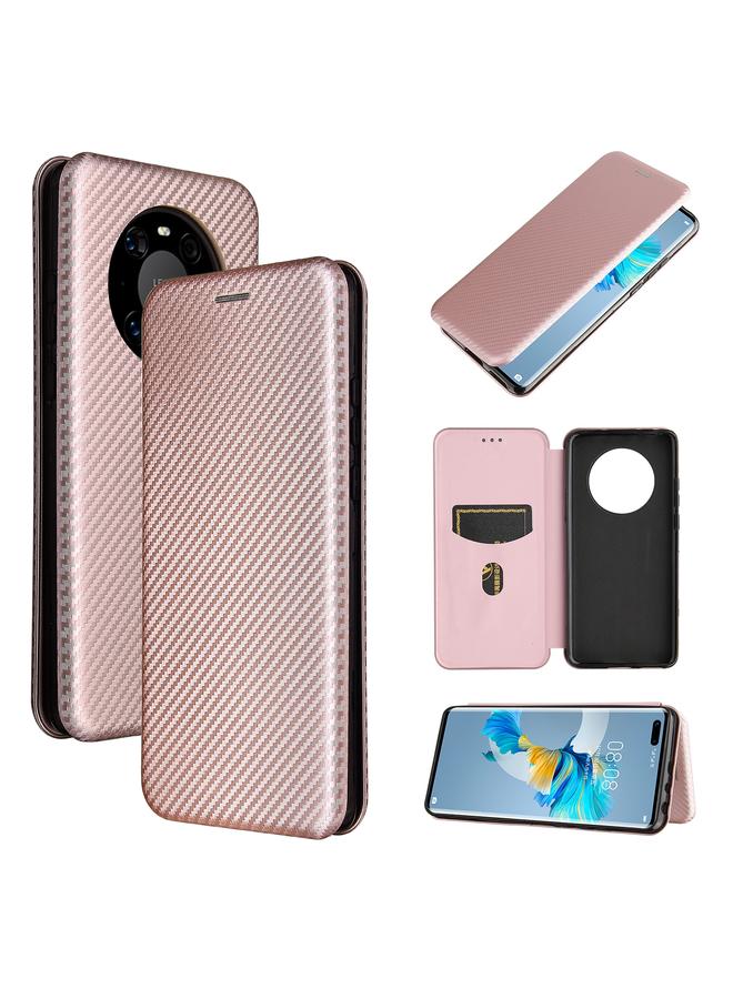 اس-توب جراب لهاتف Huawei Mate 40 Pro مصنوع من ألياف الكربون بتصميم قلاب أفقي مصنوع من مادة TPU + PC + جلد PU مع فتحة للبطاقات - Image 1