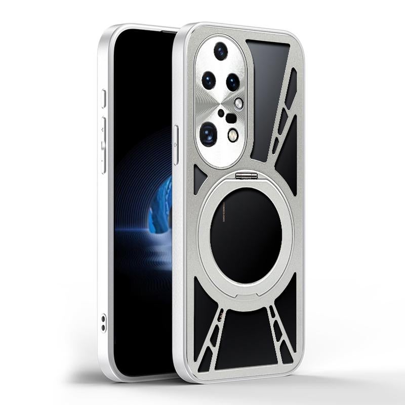 HuHa Protective Cover For Huawei P50 Pro Cooling Hollow Metal Holder MagSafe Phone Case(Silver) - Image 2