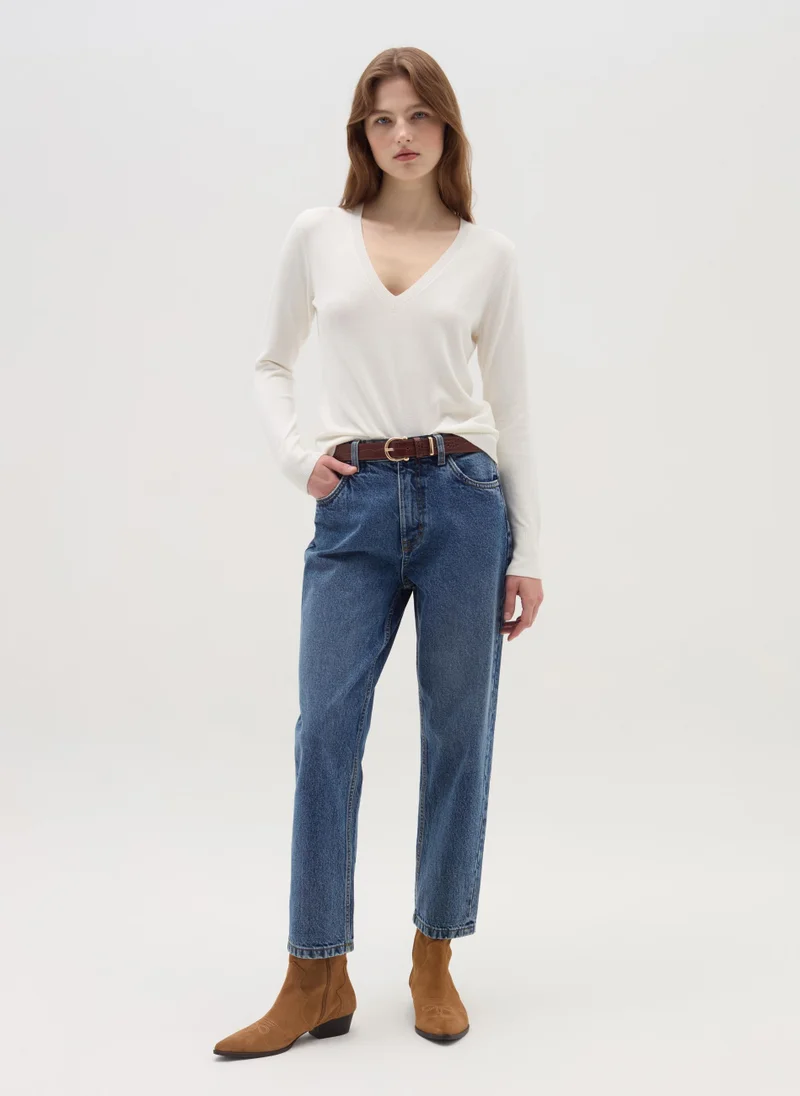 او في اس Mum-fit acid wash jeans