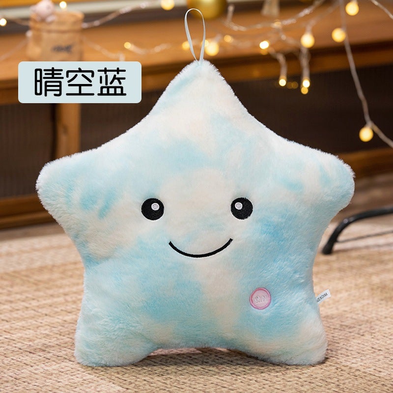 Colorful Glowing Star Plush Pillow with Music - Soft Decorative Toy  Gift