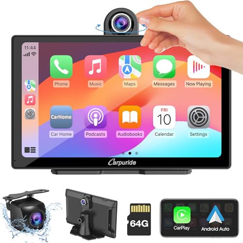 CARPURIDE W905 Wireless Carplay & Android Auto, Portable 9'' Touch Car Screen, 4K Dash Cam,Drive Play Car Play Navigation with Mirror Link/Siri/FM/Bluetooth/Light Sensor - Image 1