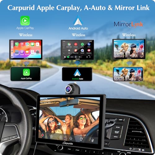 CARPURIDE W905 Wireless Carplay & Android Auto, Portable 9'' Touch Car Screen, 4K Dash Cam,Drive Play Car Play Navigation with Mirror Link/Siri/FM/Bluetooth/Light Sensor - Image 2