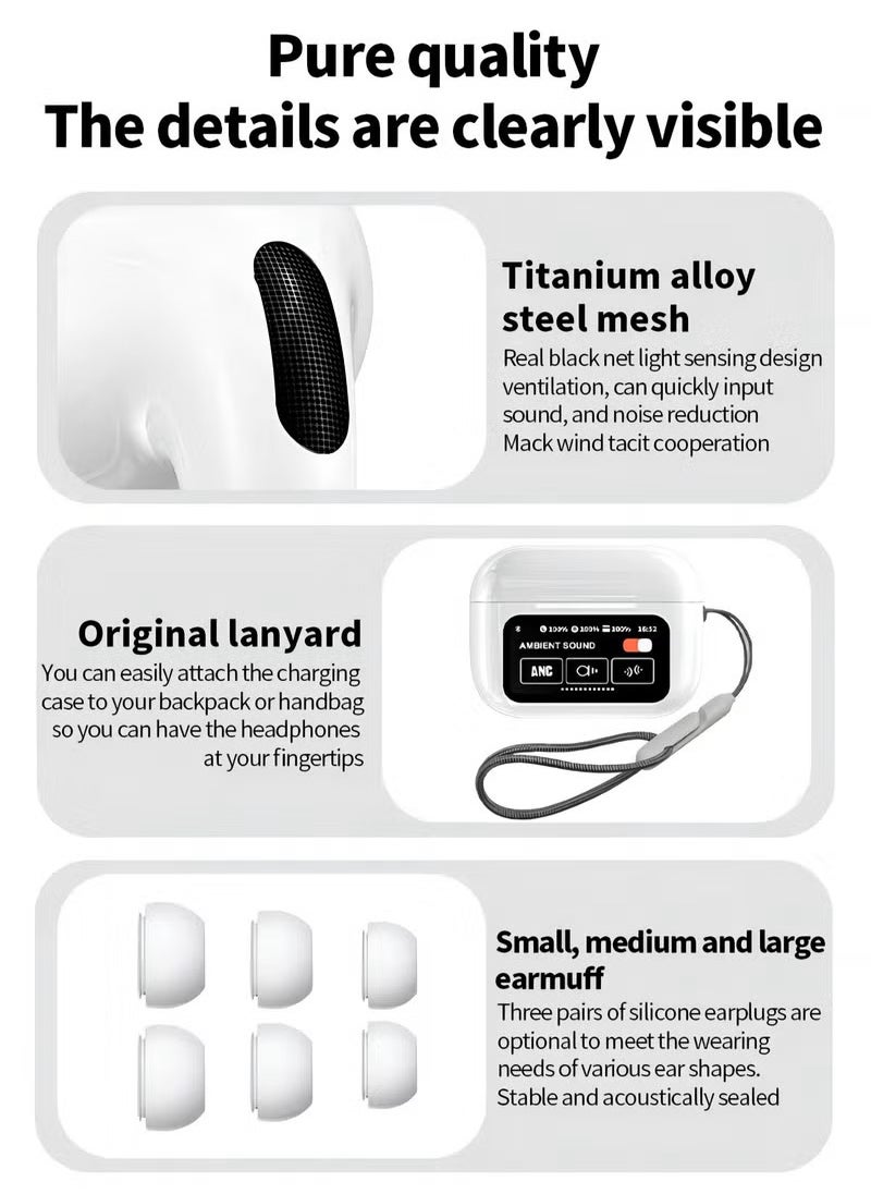 Generic TWS Bluetooth 5.4 Wireless In-Ear Headset Ultra-Low Latency Music Bluetooth Earphones and 360° Stereo Sound Bluetooth Earbuds with Touch Screen Display Bluetooth Headphones with TIK TOK Control  - Image 4
