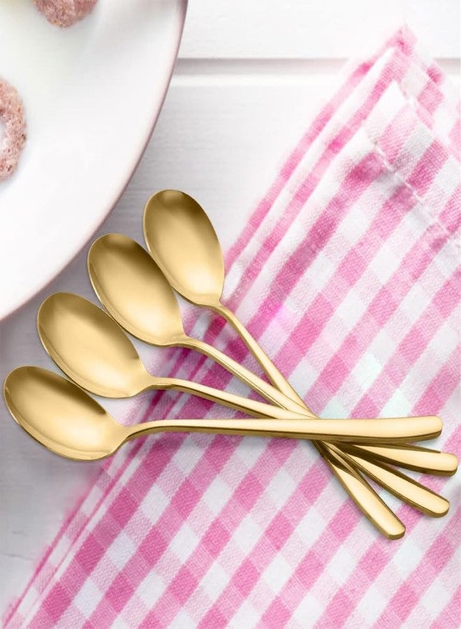 Potency 6 PCS 8 Inches Coffee Spoons, Stirring Spoons, Tea Spoons Long Gold Handle, Gold Elliptical Head Teaspoons, Ice Tea Spoons, Long Spoons for Stirring, Espresso Spoons Stainless Steel - Image 4