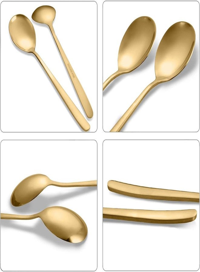 Potency 6 PCS 8 Inches Coffee Spoons, Stirring Spoons, Tea Spoons Long Gold Handle, Gold Elliptical Head Teaspoons, Ice Tea Spoons, Long Spoons for Stirring, Espresso Spoons Stainless Steel - Image 3