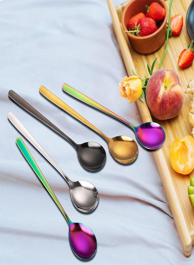 Potency 6 PCS 8 Inches Coffee Spoons, Stirring Spoons, Tea Spoons Long Gold Handle, Gold Elliptical Head Teaspoons, Ice Tea Spoons, Long Spoons for Stirring, Espresso Spoons Stainless Steel - Image 5