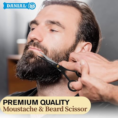 DANIAL 4.5" Professional Hair Cutting Scissor For Beard, Moustache - Travel Pouch - Perfect Beard Trimming Scissors for All Facial Hair Scissors - Grooming Scissor - Image 5