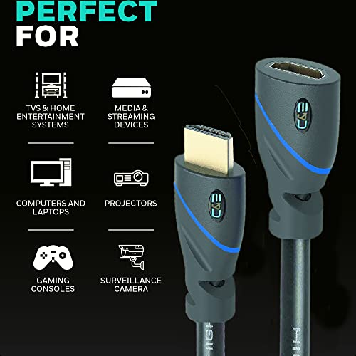 C&E CNE511283 High Speed HDMI Cable Male to Female with Ethernet(1.5 Feet/0.4 Meters), Supports 4K, 3D and Audio Return Black - Image 4