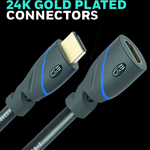 C&E CNE511283 High Speed HDMI Cable Male to Female with Ethernet(1.5 Feet/0.4 Meters), Supports 4K, 3D and Audio Return Black - Image 3