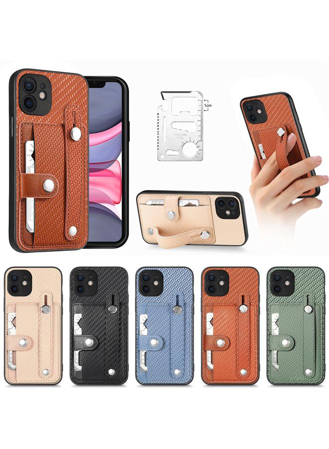 اس-توب جراب لهاتف iPhone 11 مزود بسوار معصم ومسند ومحفظة بطاقات وغطاء خلفي وحافظة هاتف مع سكين أداة - Image 3