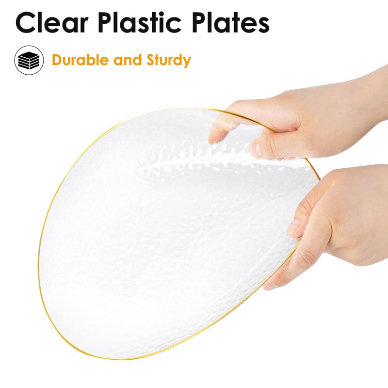 Lullaby 100PCS Clear Plastic Plates with Gold Rim, Includes 50pcs Dinner Plate 10â€ and 50pcs Dessert Plate 7â€, Disposable Heavyduty Plates for Birthdays, Parties and Wedding - Image 3