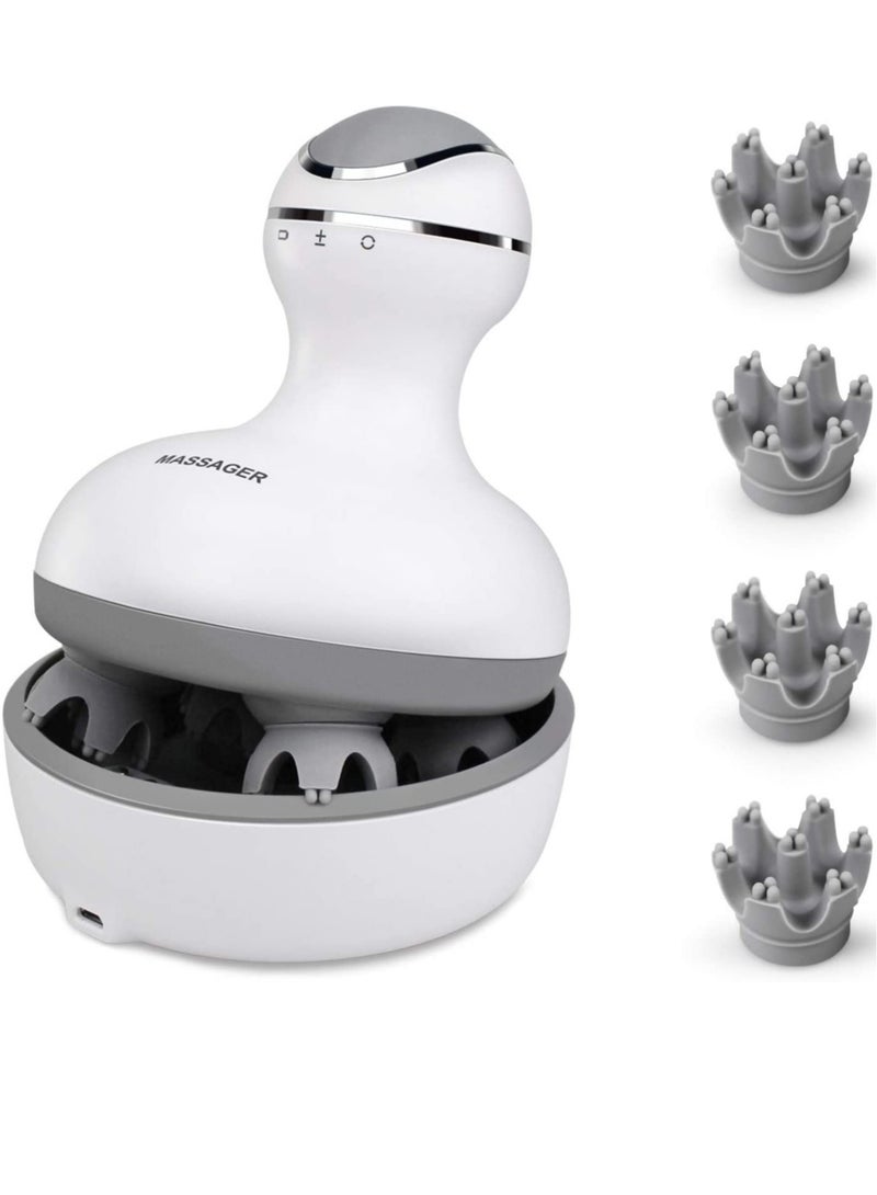 Electric Scalp Massager Portable Handheld Head Massager Scratcher with 4 Heads Deep Tissue Kneading 84 Nodes for Stimulating Hair Growth Stress Release Full Body Massage - Image 1