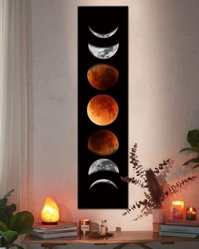 Ohhvvow Moon Phase Wall Art Painting 47L x 118W Black and Tawny Modern Abstract Canvas Wall Art Painting for Living Room Bedroom Decor Contemporary Artwork for Home Office Unframed - Image 1