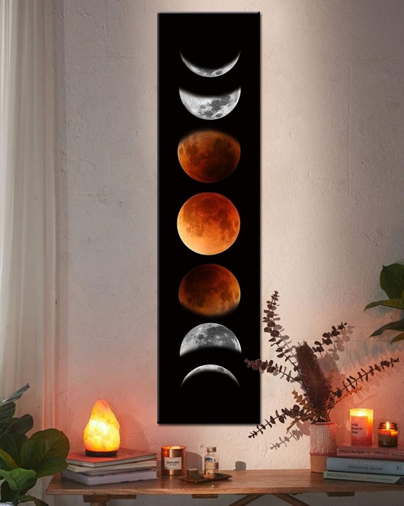 Ohhvvow Moon Phase Wall Art Painting 47L x 118W Black and Tawny Modern Abstract Canvas Wall Art Painting for Living Room Bedroom Decor Contemporary Artwork for Home Office Unframed - Image 2