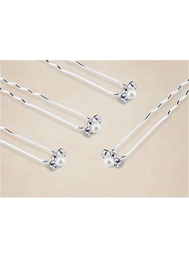 Generic 20 Pcs Faux Small Pearl Crystal Flower Hair Pins Clips, For Wedding Wearing, Proms, Party, Other Special Occasions - Image 3