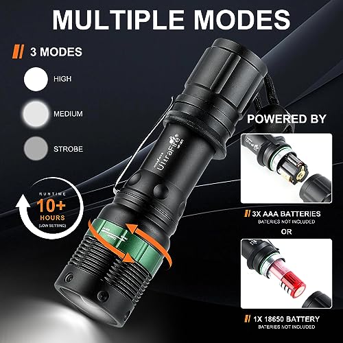 ULTRAFIRE 2pc 11-Inch Signal Traffic Wand Safty LED Flashlight 250 Lumen, Red Flashing Mode, Wrist Strap Lanyard, Side Clip, Orange Finish for Kids Outdoor Camping - Image 3