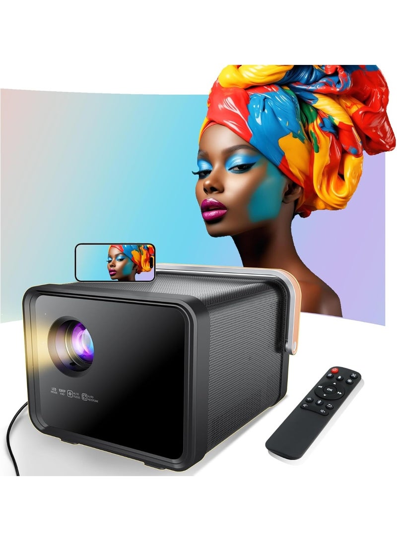 LCD Projector Full HD 1080P, 3.5-Inch Display, Up to 214-Inch Screen, Built-in Speaker, HDMI & USB Multimedia Projector, Black - Image 1