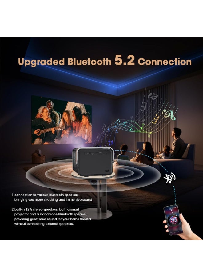 LCD Projector Full HD 1080P, 3.5-Inch Display, Up to 214-Inch Screen, Built-in Speaker, HDMI & USB Multimedia Projector, Black - Image 3