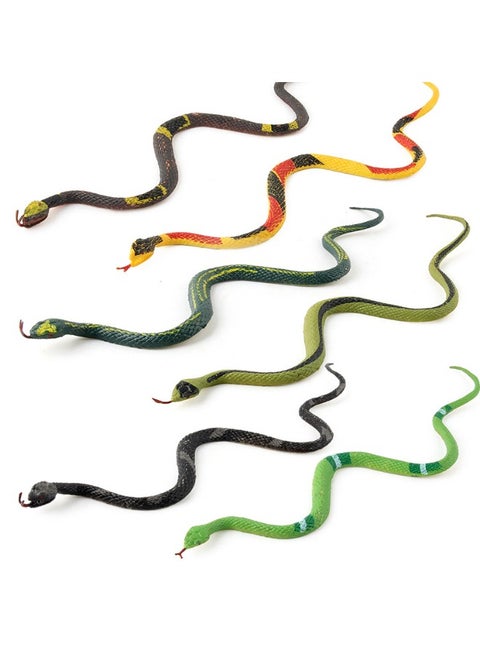6-Piece Realistic Fake Snakes Toy Set, Fake Snake Prank Rubber Snake, Props Scary Snake Toy, Fake Snake Tricky Toy, Reptile Model Toy